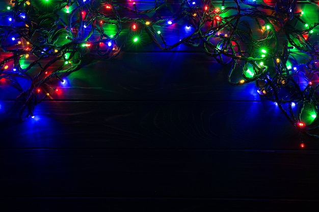 Christmas background with Christmas lights glowing