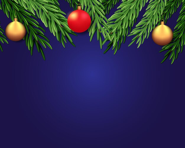 写真 クリスマスの背景はクリスマスツリーの枝と装飾