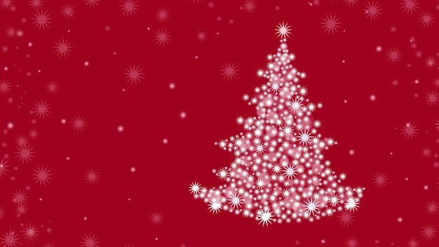 Christmas background with Christmas tree and on a red background.