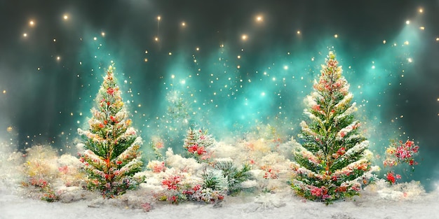 Christmas background with Christmas trees. Digital illustration