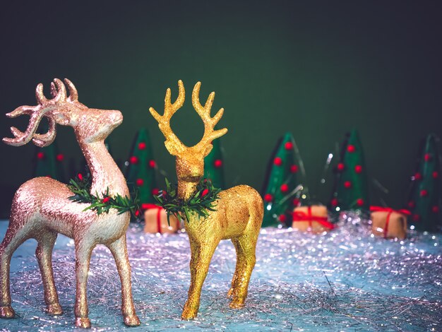 Christmas background with deers