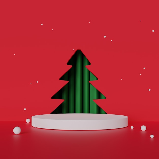 Photo christmas background with empty podium display