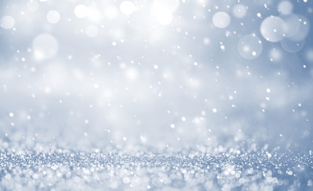 Photo christmas background with falling snow, snowflake. holiday winter for merry christmas and happy new year.