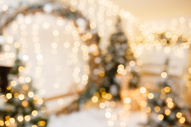 Christmas background with festive bokeh lighting blurred holiday background