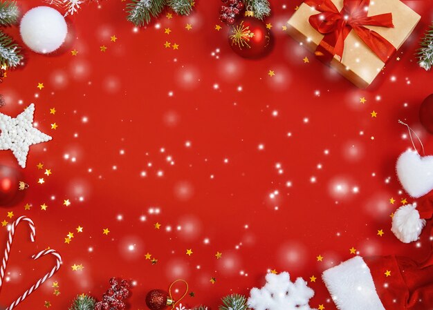 christmas background with festive decor. selective focus. nature.