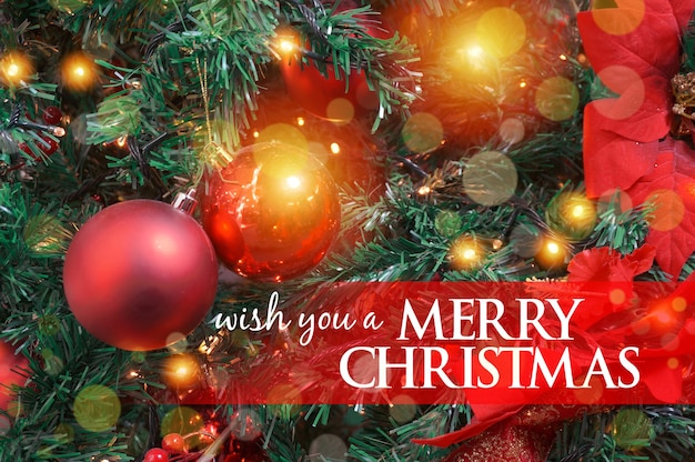 Christmas background with festive decoration and text - Merry Christmas