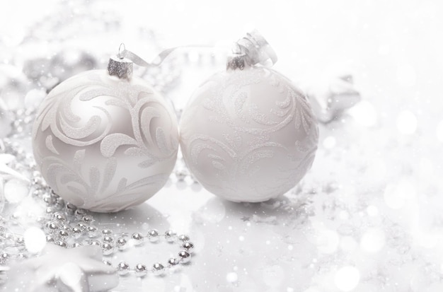 Christmas background with festive decoration on white background