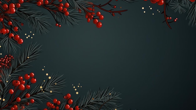 Christmas background with fir and berries