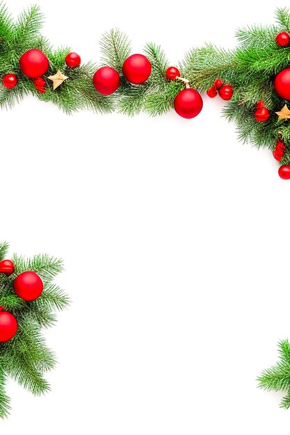 Christmas background with fir twigs and red bow Generated by AI