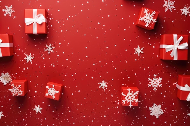 Рождественский фон с подарочными коробками Концепция праздничного новогоднего настроения Генеративный AI