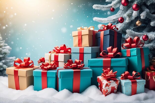 Christmas background with gift boxes