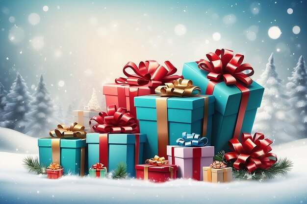 Christmas background with gift boxes