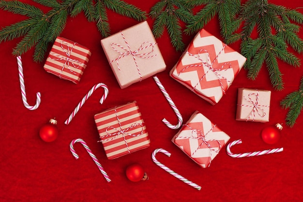 Christmas background with gift boxes