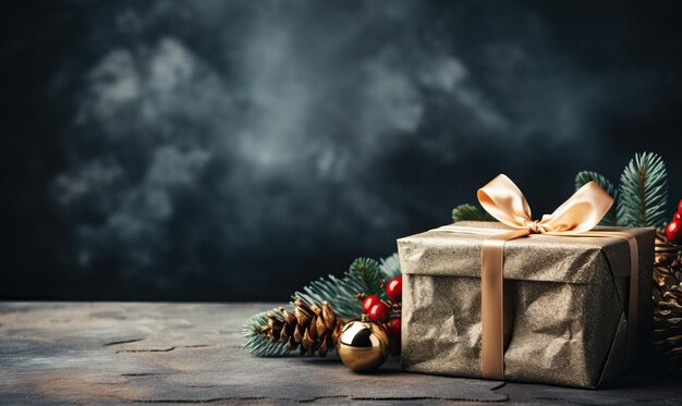 Рождественский фон с подарком пустое место для текста Селективный мягкий фокус