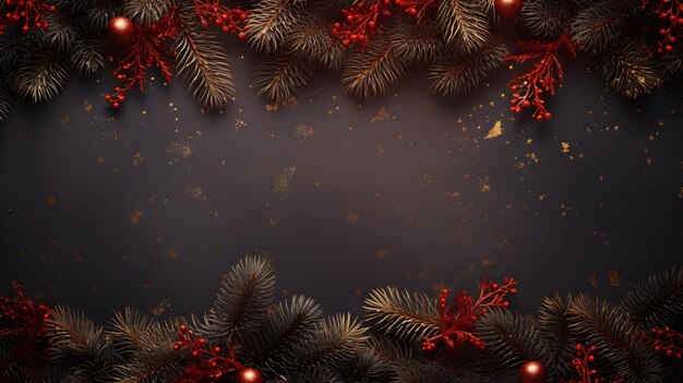 선물 세트와 장식 빨간색과 금색 톤 복사 공간을 위한 크리스마스 배경