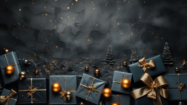 Christmas background with gifts box Generative AI