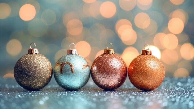 Christmas background with glitter balls Illustration AI GenerativexA