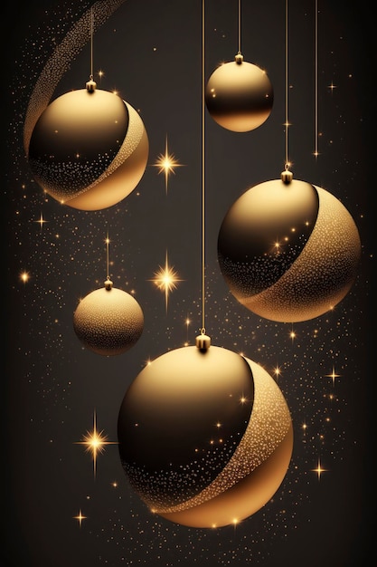 Photo christmas background with gold balls and glitter in the style of the stars art group xing xing