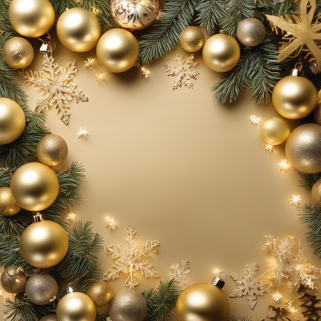 christmas background with golden decorations and baubles christmas cardchristmas background with go