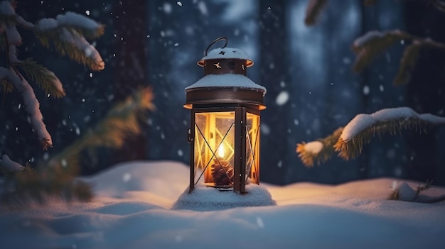 Christmas background with lantern Illustration AI Generative