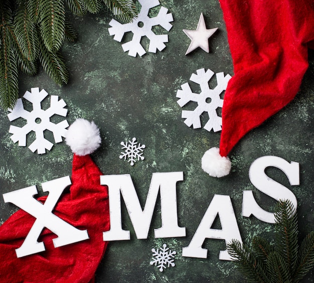 Photo christmas background with letters xmas