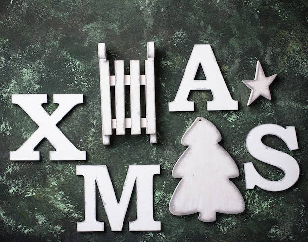 Christmas background with letters XMAS