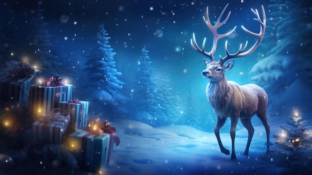 Christmas background with magic gift