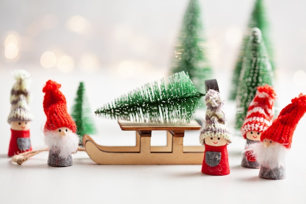 Christmas background with miniature toys 