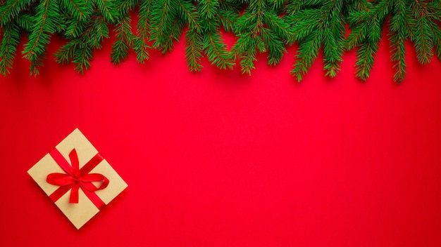 Christmas background with natural spruce branches