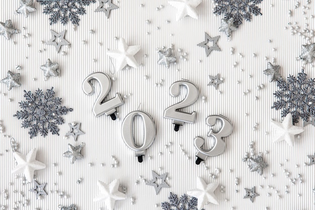 Christmas background with numbers 2023 on a white background