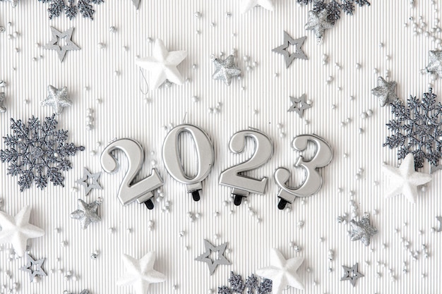 Christmas background with numbers 2023 on a white background