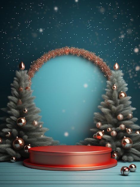 Christmas background with a podium mockup