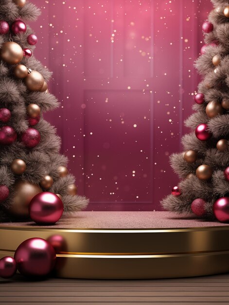 Christmas background with a podium mockup