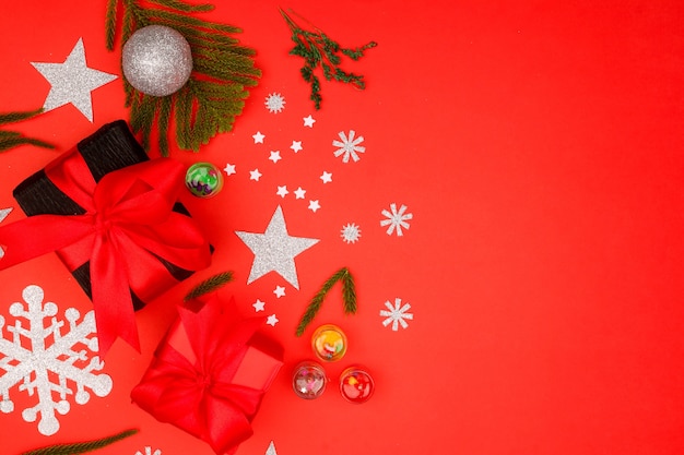 Christmas background with realistic christmas decoration