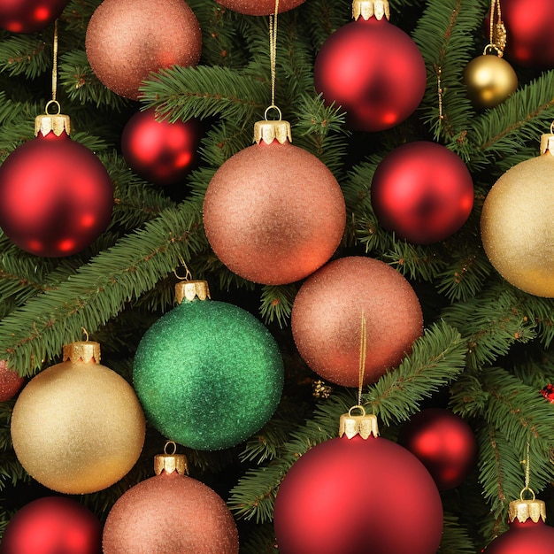 A christmas background with red green and gold ornaments