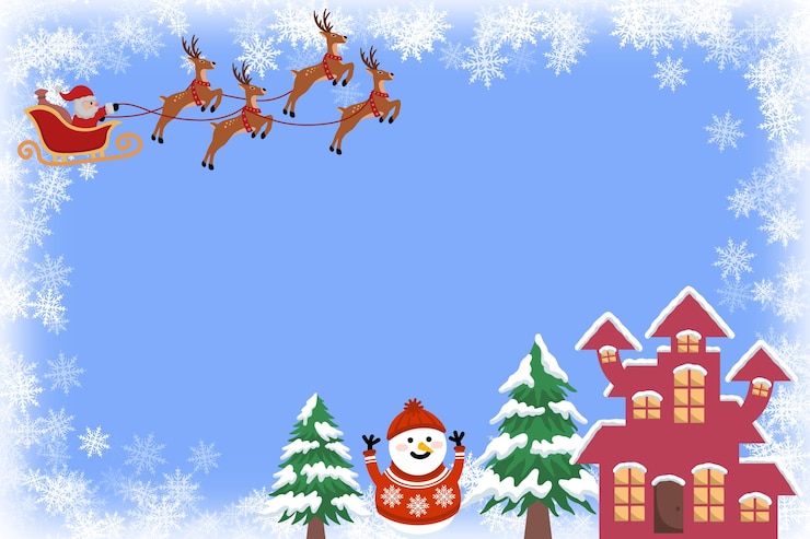 Photo クリスマス, 背景, ∥で∥, サンタクロース, 乗車, トナカイ, そり