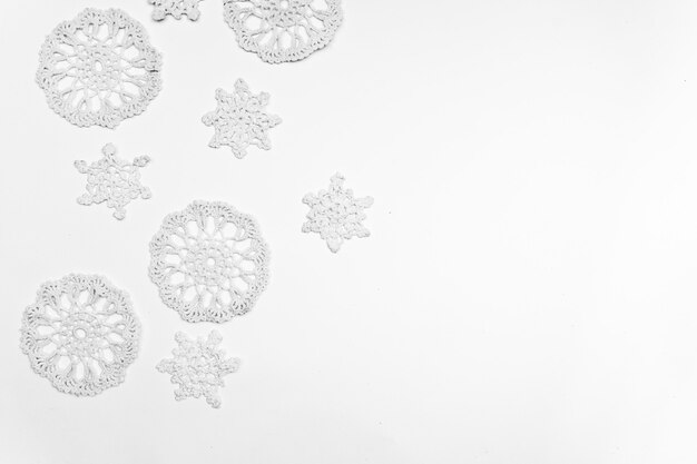 Photo christmas background with shiny balls and festive decorations with copy space for text