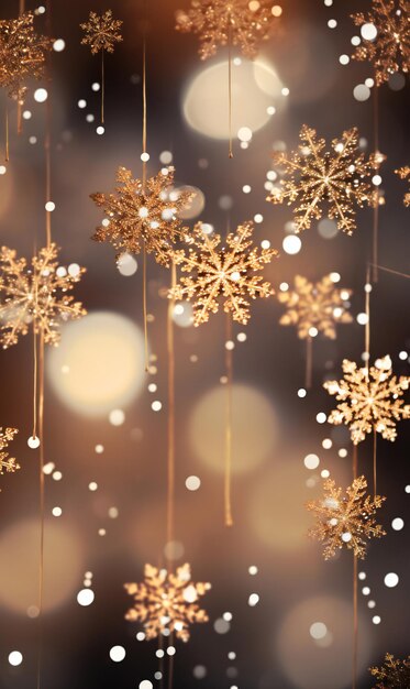 クリスマスの背景に雪の結晶、ボケ味のライトの抽象的な休日の背景