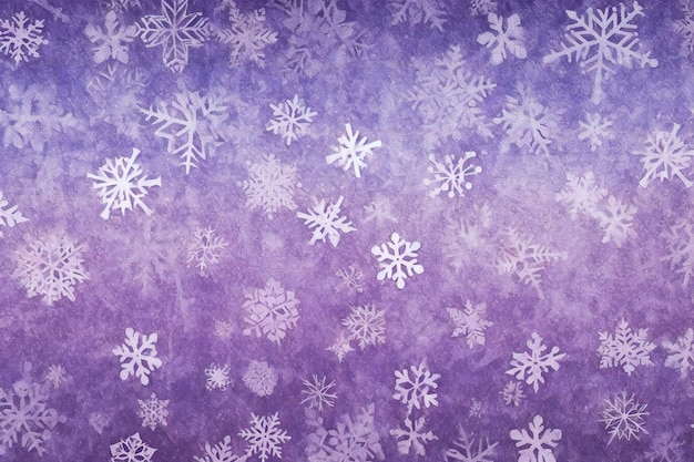 Christmas background with snowflakes on purple background copy space