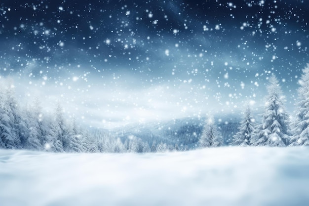 Christmas background with a snowy landscape