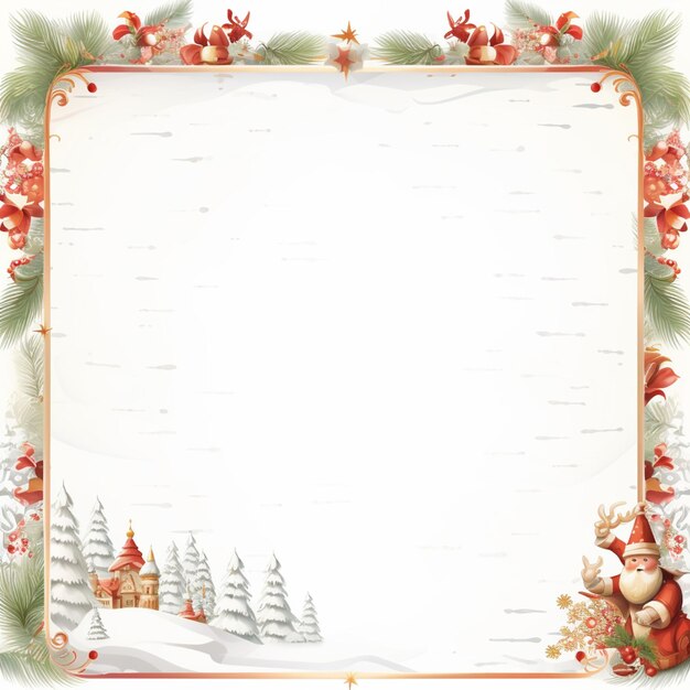 christmas background with a white birch tree and santa claus generative ai