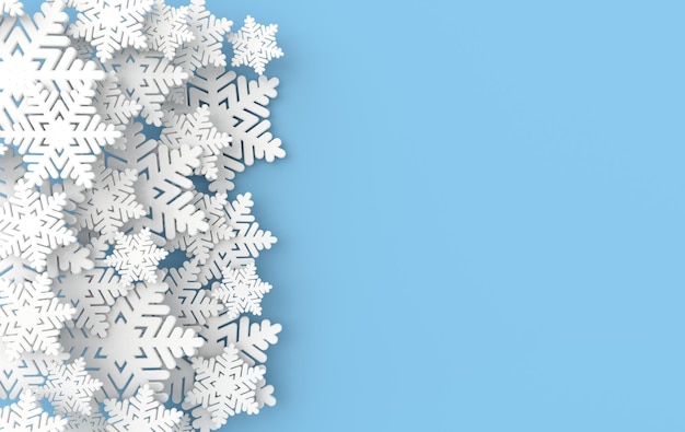 christmas background with white paper snowflakes winter decoration xmas and new year