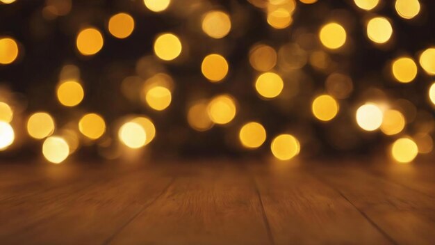 黄色いボケ照明のクリスマスの背景 ぼやけた休日の背景