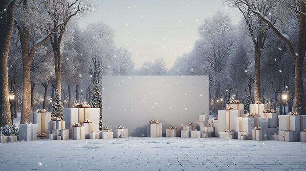 写真 クリスマスの背景 クリスマスの装飾要素でモックアップ