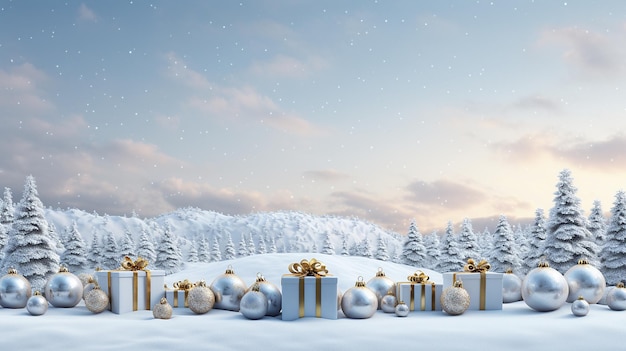 Photo christmas backgroundmock up with christmas decorative elements