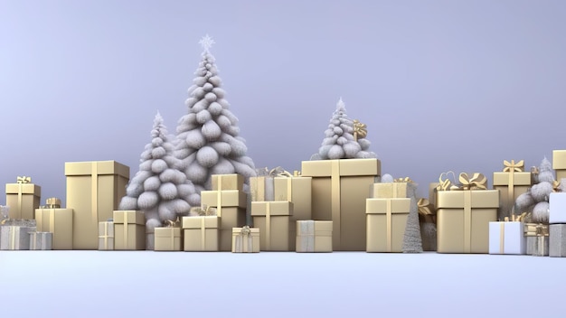 Рождественские фоны с подиумной платформой в минимальной новогодней тематике Счастливого Рождества и счастливого нового года с 3d-рендерингом