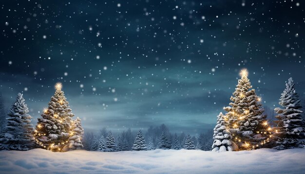 Foto sfondo di natale albero di natale decorato con neve