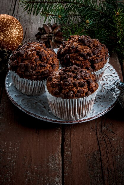 Cottura natalizia, muffin al cioccolato