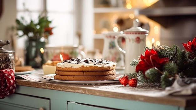 Рождественская выпечка, праздничный рецепт и домашняя кухня, ингредиенты и приготовление праздничной выпечки на английской деревенской кухне, домашняя еда и идея кулинарной книги