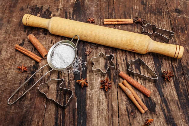 Photo christmas baking tools for baking cookies